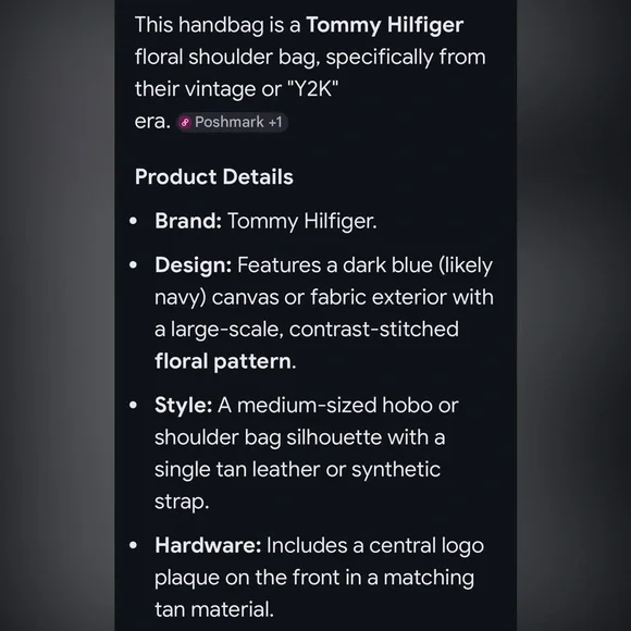 Tommy Hilfiger Navy Floral Shoulder Bag - Picture 9 of 13